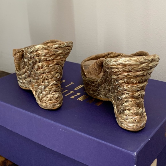 EUC STUART WEITZMAN METALLIC FABRIC ESPADRILLES - Picture 6 of 16